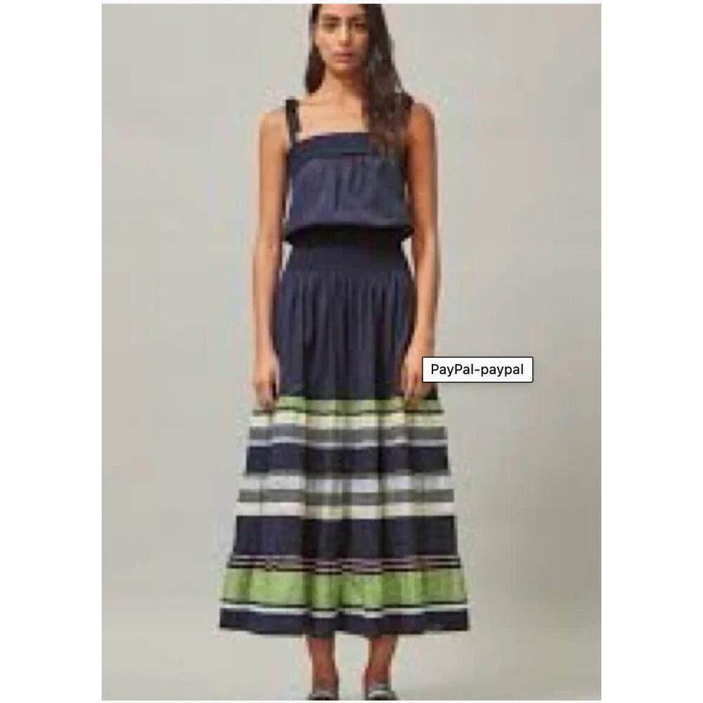 Tory Burch Smocked Sundress in Field Day Stripe Size Small NWT - Picture 4 of 14
